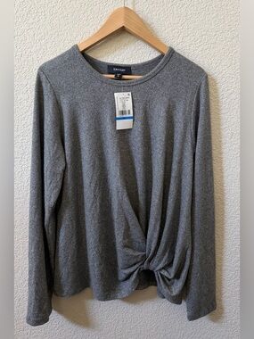 Karen Kane XL All That Shines Side Pick Up Top USA Made Silver Shimmer Stretch